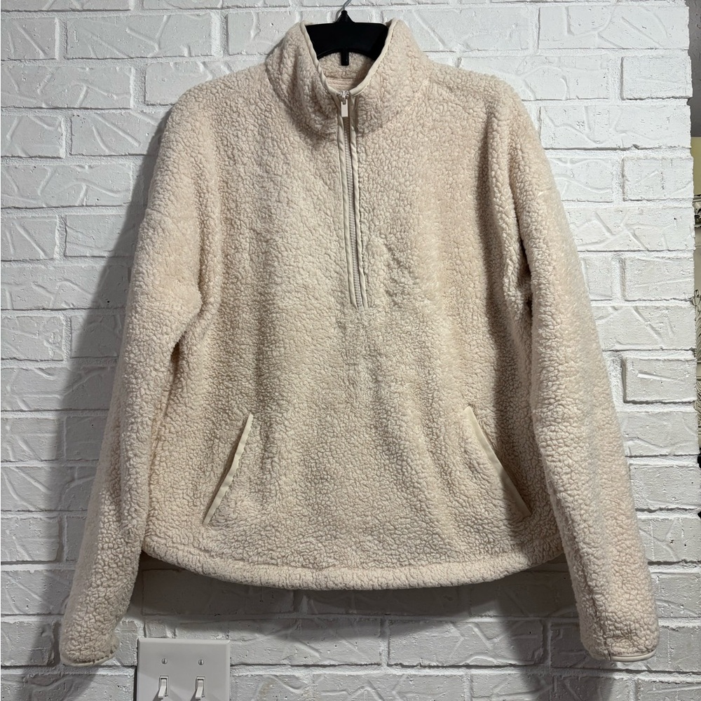 bcg Cozy Cream Sherpa Half-Zip Pullover Pockets